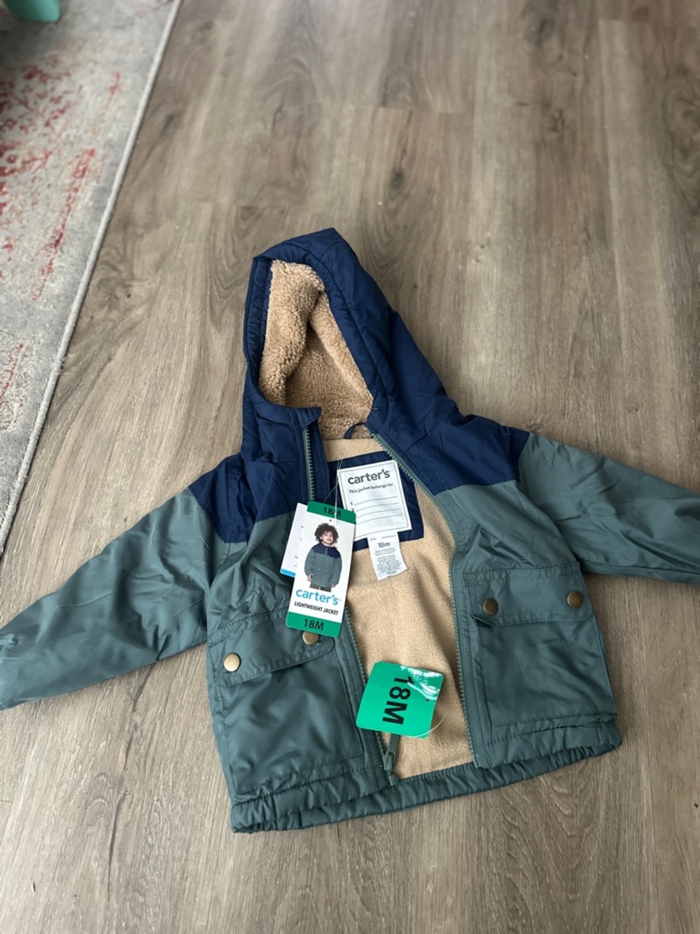 Carter's Hooded Jacket in Navy and Olive Green